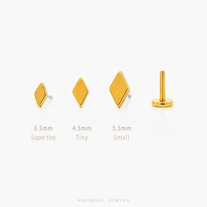 Tiny Diamond Shape Threadless Flat Back Earring, 20,18,16ga, 5-10mm Unisex, Surgical Steel SHEMISLI SS721, SS722, SS756