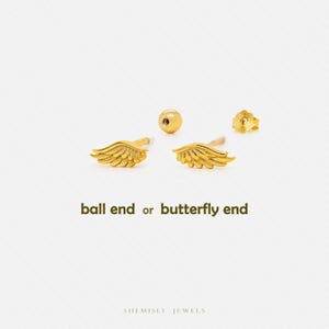 Angel Wing Stud, Butterfly End or Screw Ball End Earring, Minimalist Style, A-SS649 SS650