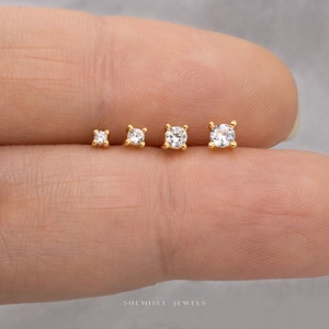 White CZ Studs, 1.5, 2, 2.5, 3mm, Gold, Silver SS221, SS072, SS158, SS073 Butterfly End, SS463, SS464, SS465, SS466 Screw Ball End Type A image 6