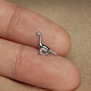 Tiny Brachiosaurus Threadless Flat Back Earring, 20,18,16ga, 5-10mm Unisex, Surgical Steel SHEMISLI SS1180