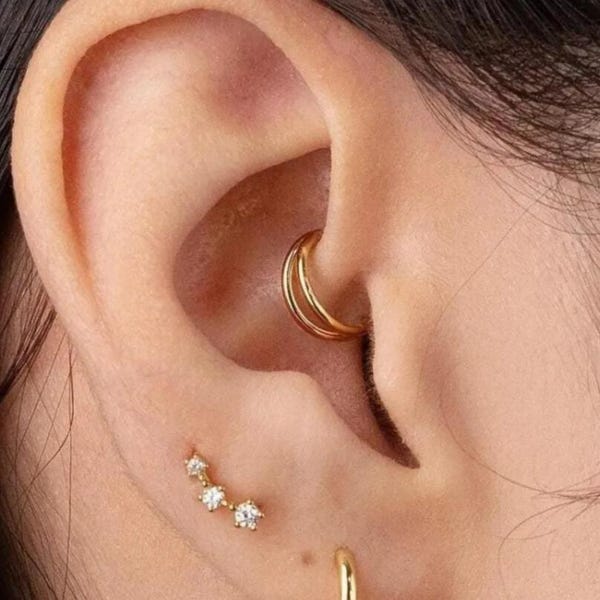 Split Double Daith Hoop, Clicker Earring, Minimalist Style, A-SH528 SH529 SH530 SH531 SH532