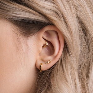 Triple Lined Daith Hoop Ring, Hoop Earring, 16ga, 8 or 10mm, Unisex, G23 Titanium SHEMISLI SH408, SH409