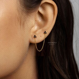 Two Piercings Clover Stud, Earring, Minimalist Style, A-SS147 SS317 SS318 SS319 SS320 Bild 7