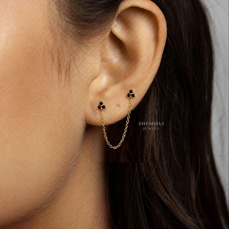 Two Piercings Clover Stud, Earring, Minimalist Style, A-SS147 SS317 SS318 SS319 SS320 Bild 7