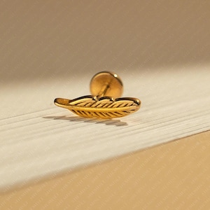 Feather Stud, Threadless Flat Back Earring, Minimalist Style, A-SS919