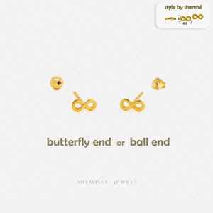 Dainty Infinity Sign Stud Earring, Unisex, Gold, Silver SHEMISLI SS805 Butterfly End, SS806 Screw Ball End (Type A)