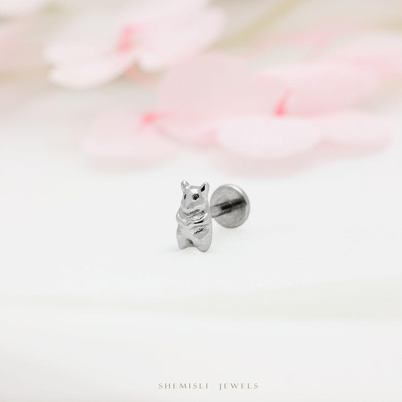 Hamster Stud, Threadless Flat Back Earring, Minimalist Style, A-SS1017 image 3