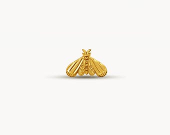 Moth Flat Back Earrings, Threadless Stud for Cartilage, Conch, Tragus, Helix