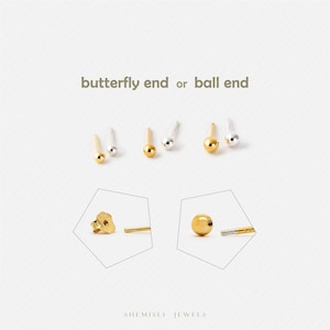 Shiny Ball Stud Earring, 2, 2.5, 3mm Unisex, Gold, Silver SS201, SS001, SS002 Butterfly End, SS845, SS846, SS847 Screw Ball End (Type A)