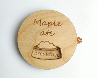 Custom 3 Pet Task Reminder | Engraved Spin Dog Feeding Wall Sign | Rustic Dog Tracker | Breakfast Lunch Meds Dinner | Fed or Not