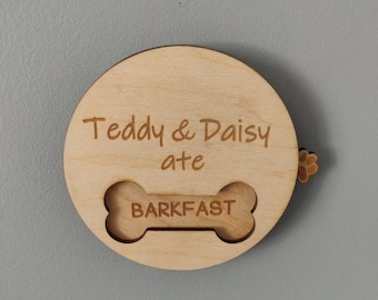 Custom dog food reminders / flip pet feeding sign / rustic dog signs