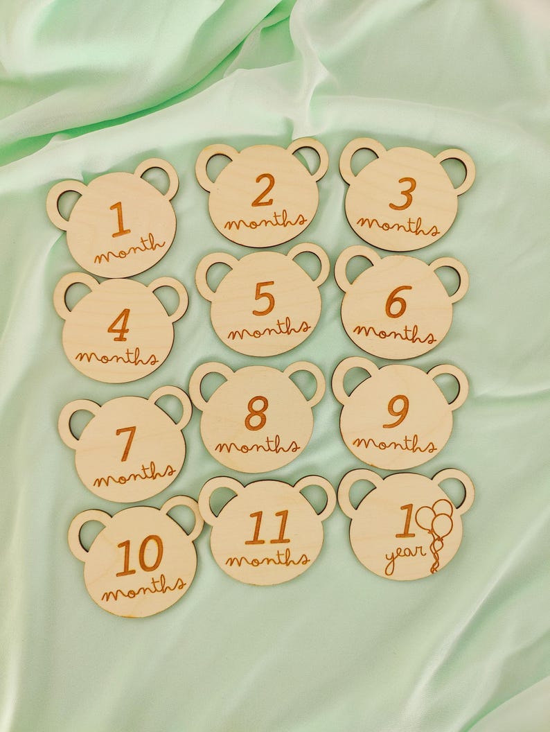 Teddy Bear Wooden Monthly Milestone Plaques: Baby Photo Prop - Etsy