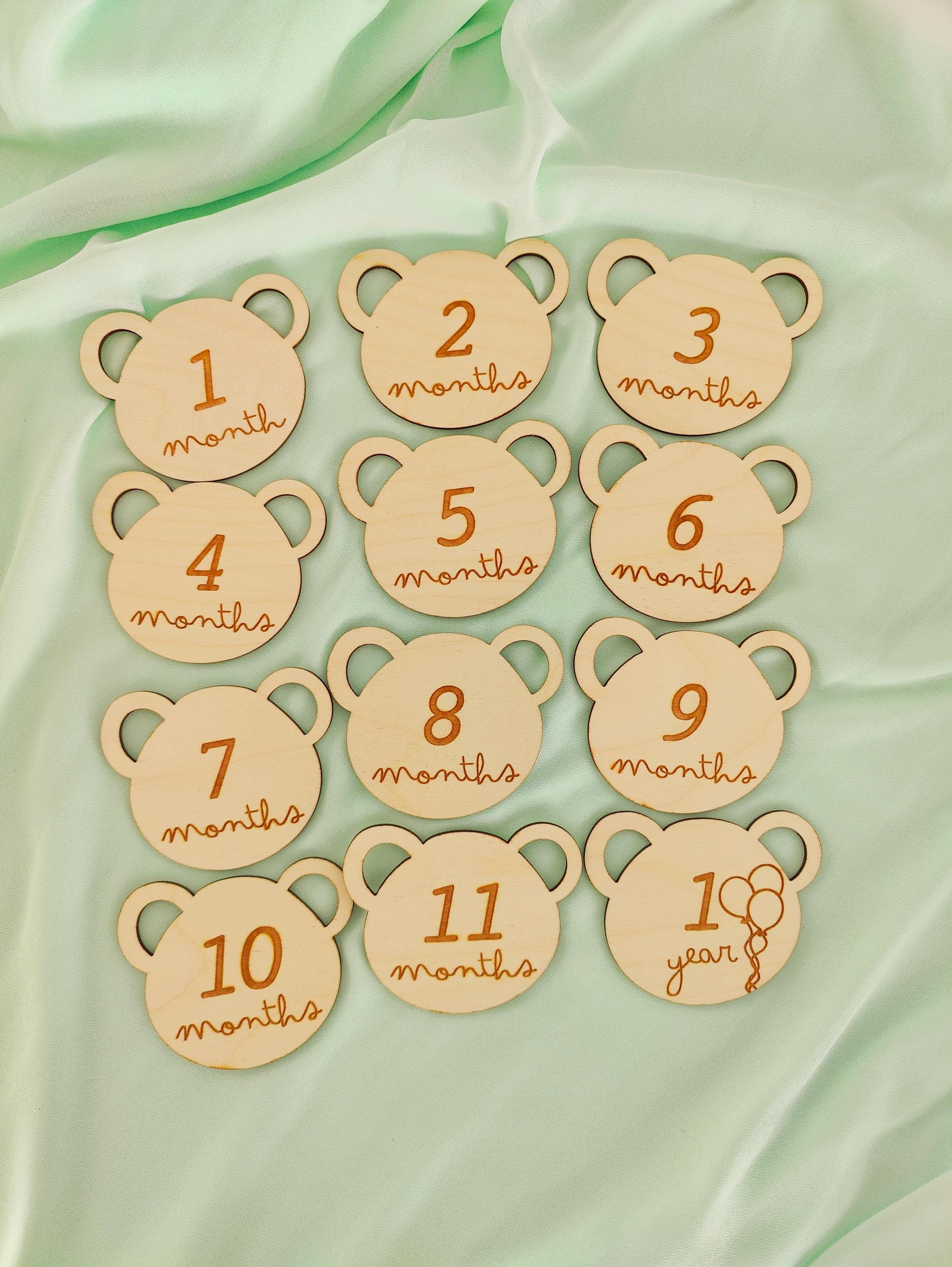 Teddy Bear Wooden Monthly Milestone Plaques: Baby Photo Prop - Etsy