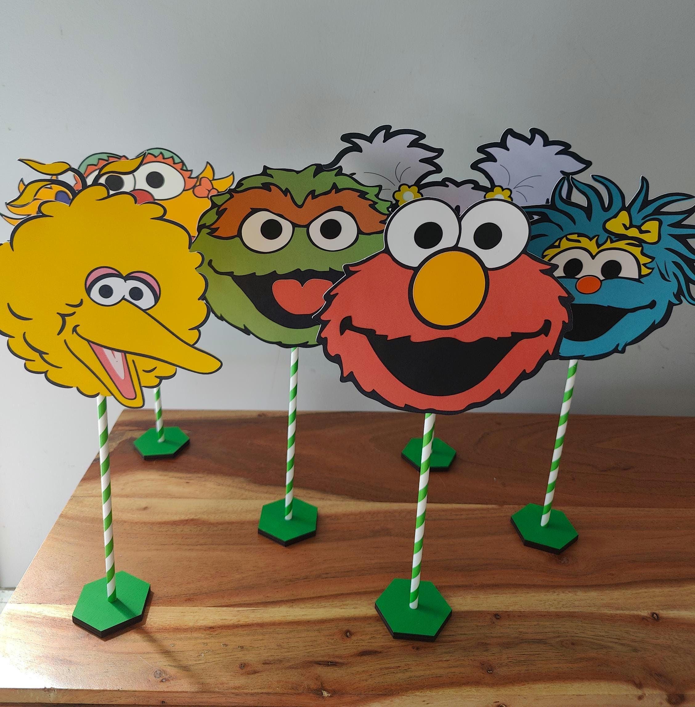 Sesame Charakter Kopf Ausschnitte | Rote Monster und Freunde Herzstücke | Strassenmonster Geburtstag Party Deko
