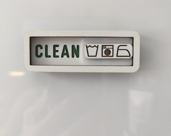 Clean Dirty Laundry Magnet | Washer Iron Engraved Slide Clean Dirty Magnet | Wood Decor | Small Minimalistic Modern