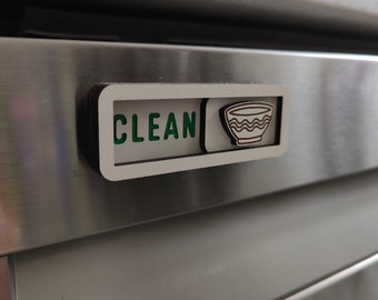 Clean Dirty Dishwasher Magnet | Dishes Task Reminder | Engraved Slide Clean Dirty Magnet | Wood Kitchen Decor | Small Minimalistic Modern