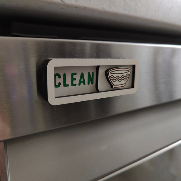 Clean Dirty Dishwasher Magnet | Dishes Task Reminder | Engraved Slide Clean Dirty Magnet | Wood Kitchen Decor | Small Minimalistic Modern