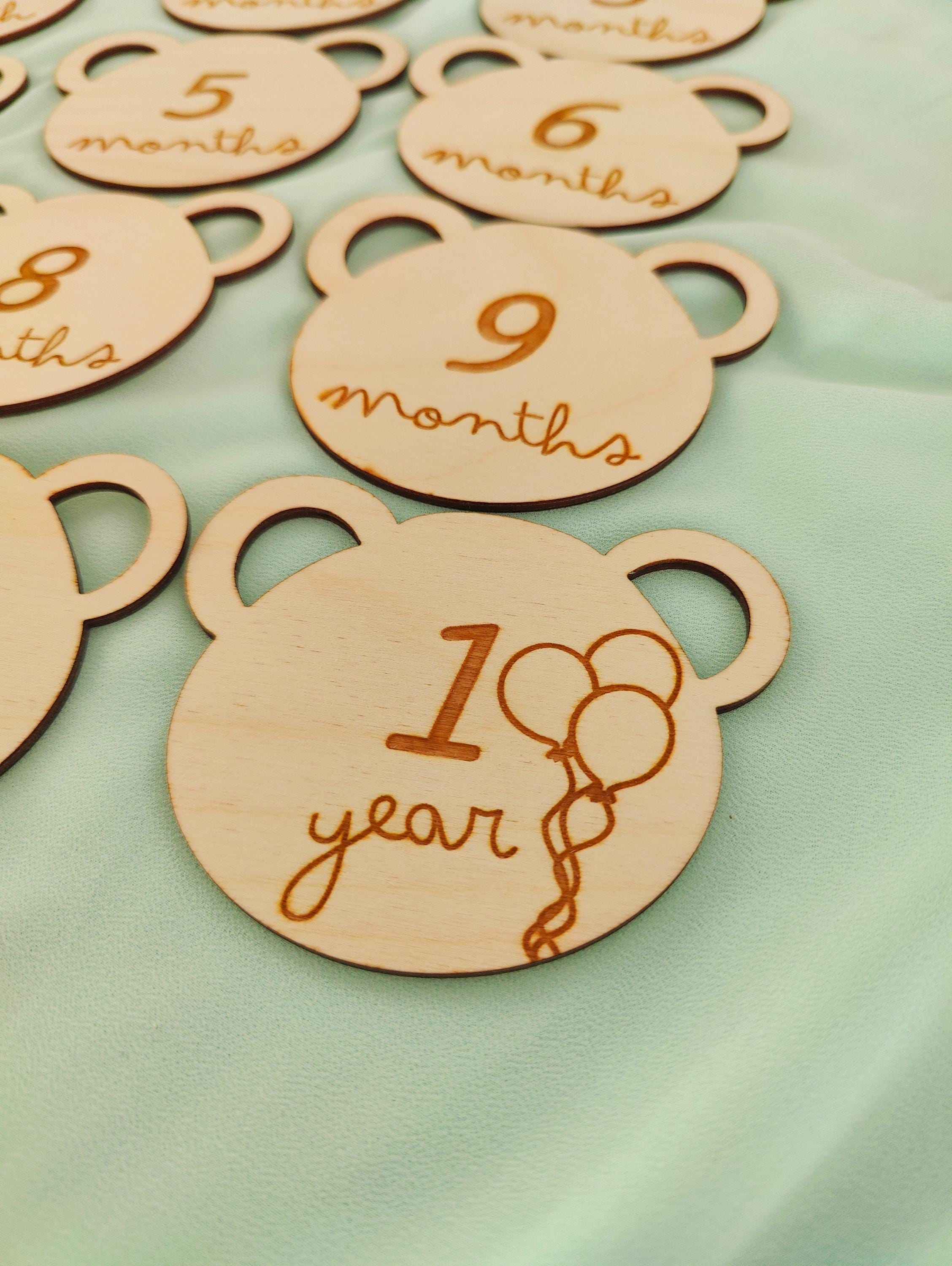 Teddy Bear Wooden Monthly Milestone Plaques: Baby Photo Prop - Etsy