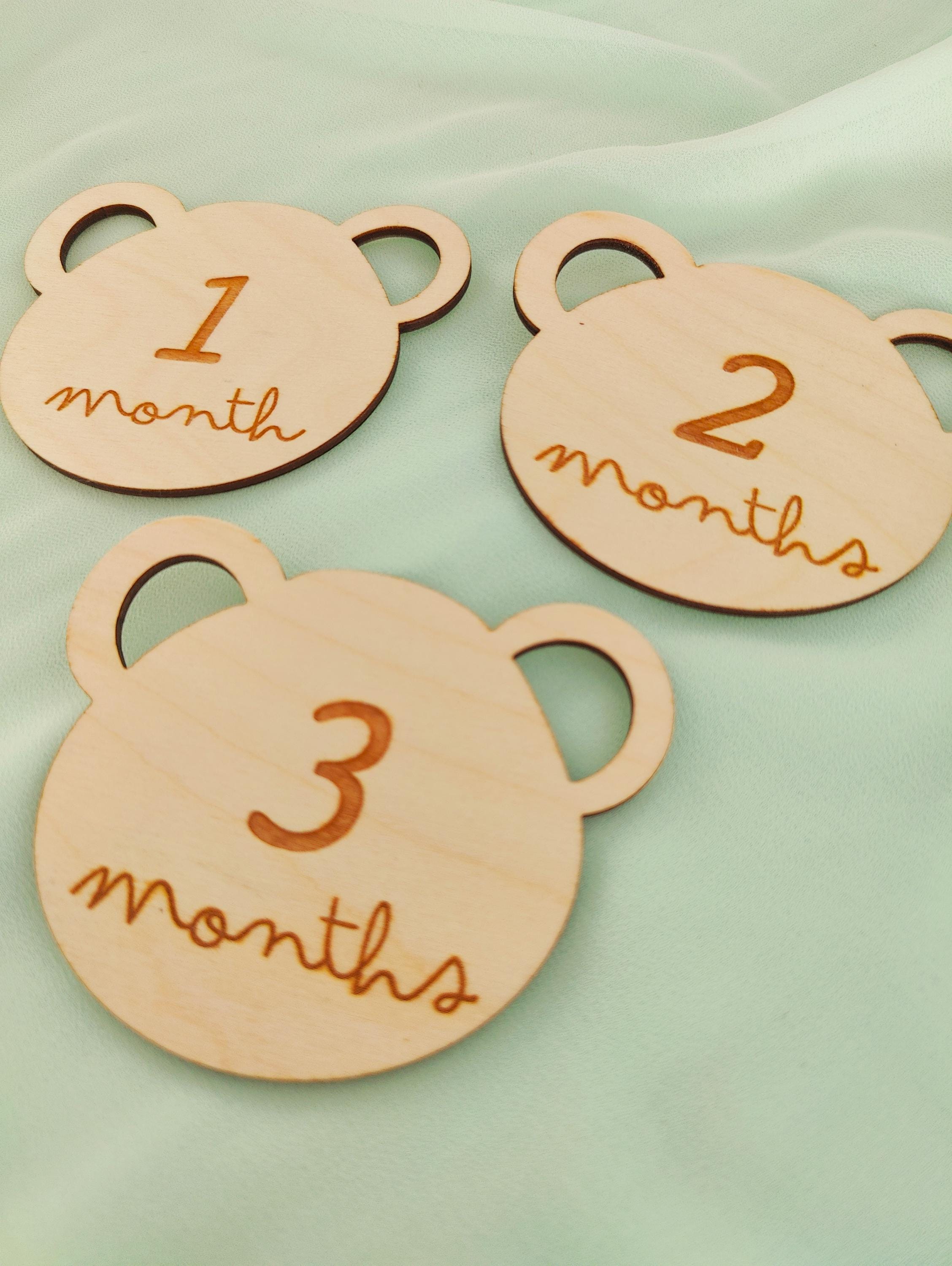 Teddy Bear Wooden Monthly Milestone Plaques: Baby Photo Prop - Etsy
