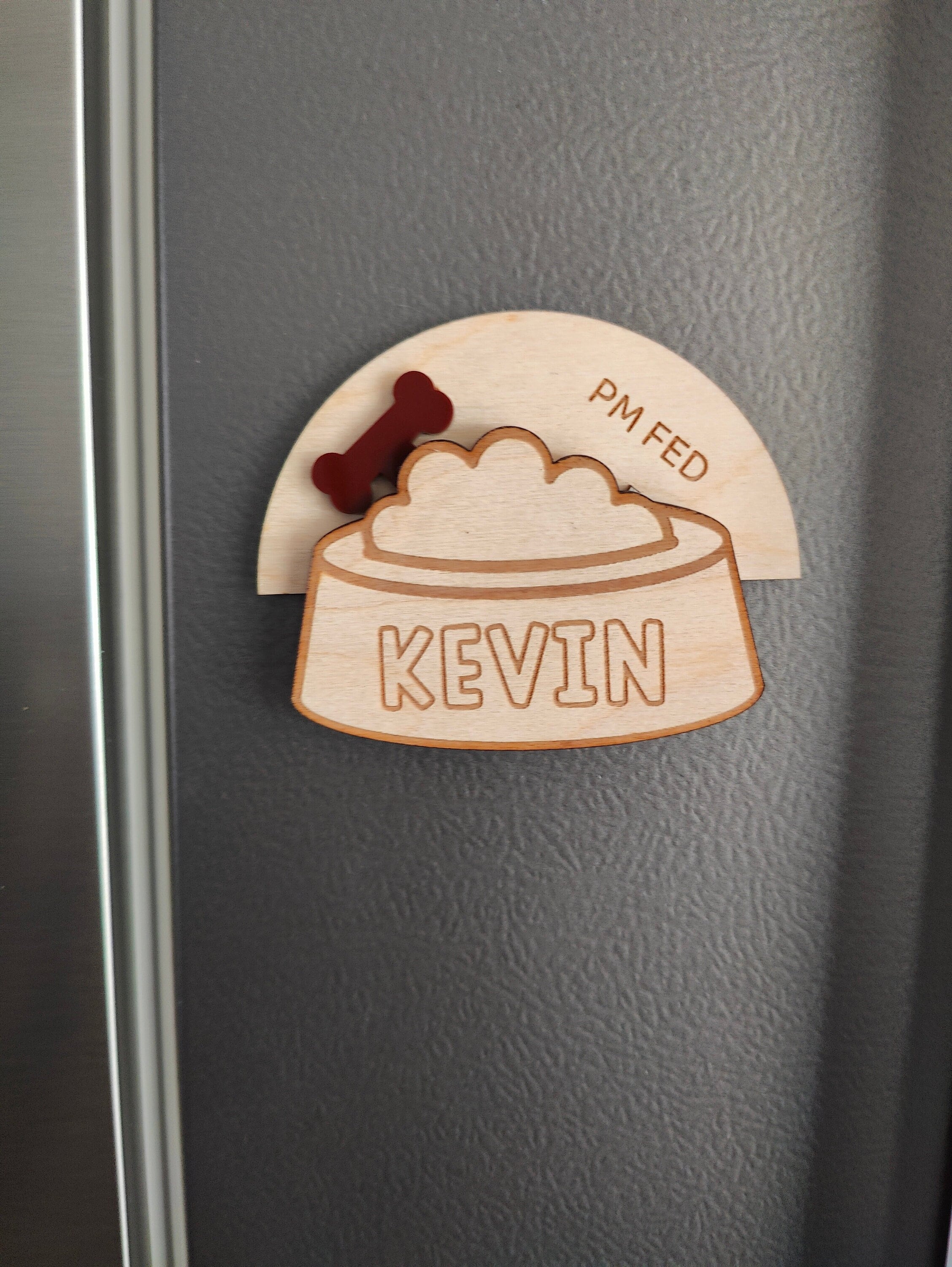 Custom Dog Feeding Reminder: Rustic Wood AM PM Flip Sign