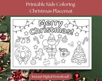 Christmas Coloring Placemat for Kids | Kids Christmas Activity| Xmas Coloring | (Digital Download) PDF