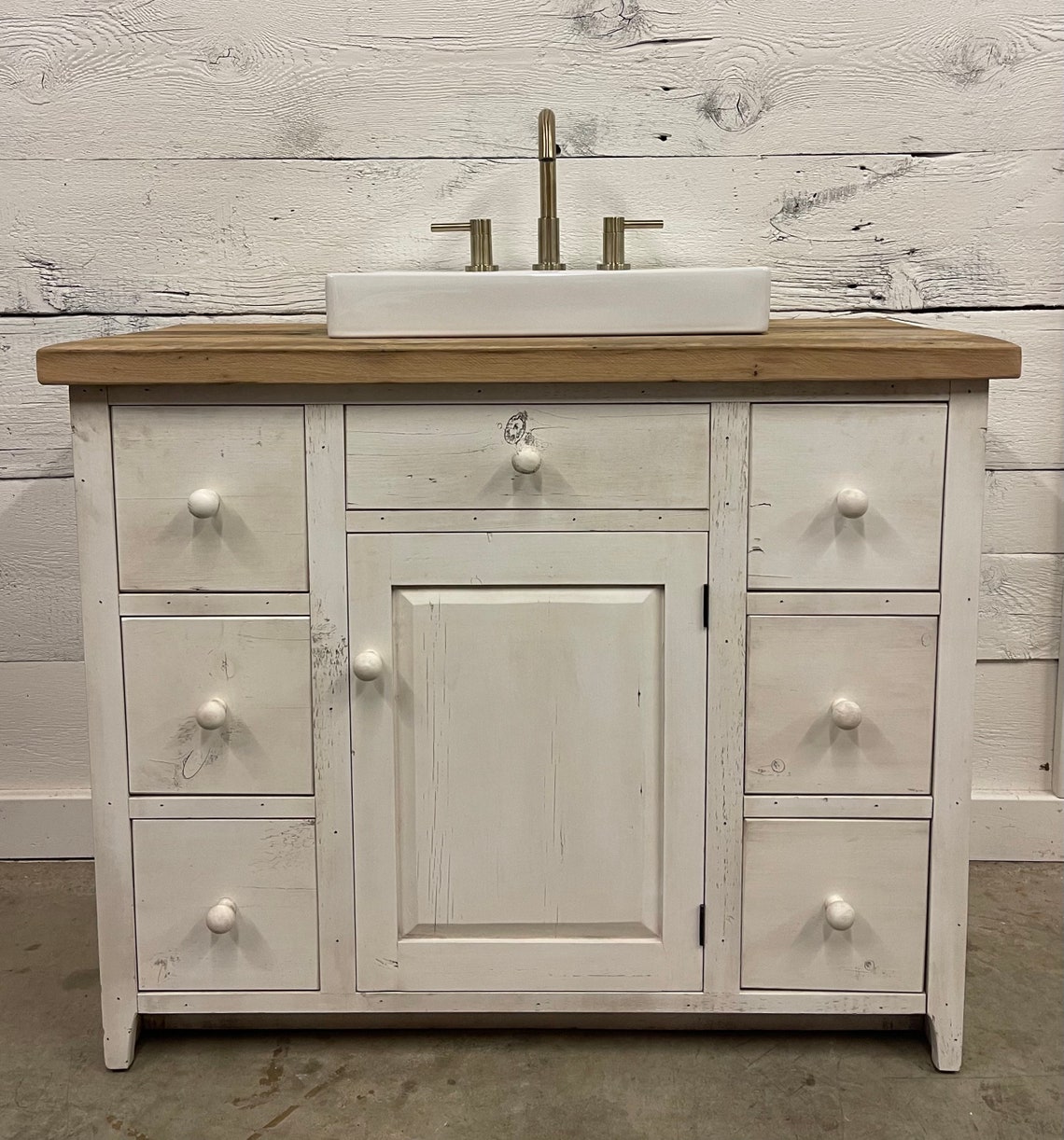 Bathroom Vanity Reclaimed Barn Wood 6 Drawers With Etsy