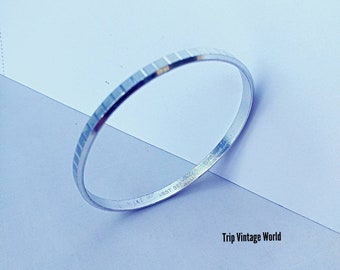 West Germany Aluminum Bangle Bracelet Etched Textured Vintage Jewelry Aluminum Bracelet Ladies Present Retro Style