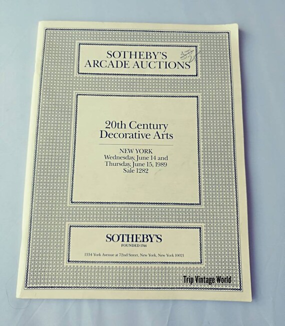 Sotheby's Arcade Auctions Catalogue 20th Century Decorative Arts New York 1989 Vintage Catalogue