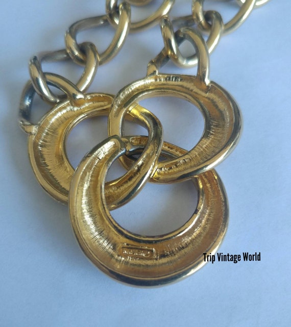 Napier Curb Chain  Choker Necklace 3 Circle Penda… - image 9