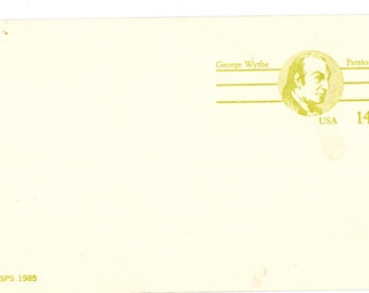 Vintage Postal Card George Wythe Patriot 14 cent  USPS 1985  United State Postcards Unused Postal Card Postal History Vintage Ephemera