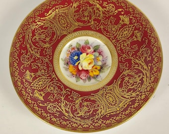 Vintage Royal Worcester Untertasse R.N. 651926 - Floral Red & Gold Trim - 4-Zoll-Sammelersatzschale