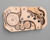Laser cut vector files for creating multilayered mandala wooden wall art gear clock movement available in SVG, AI, DXF and Lightburn formats