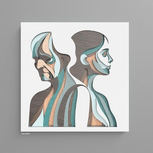 El Contraste Eterno – Silueta femenina multicapa 3D / Arte mural de mujer generacional cortado con láser / Archivo de corte SVG para Glowforge y Cricut