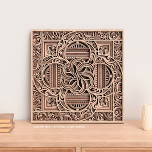 Mandala intricato 3D SVG - Arte murale geometrica / File multistrato tagliato al laser / Mandala zentangle per design SVG tagliati al laser e a strati