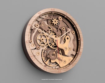 Gear Mechanica Clock – 3D Layered Wall Clock SVG | Steampunk Gear Design | Laser Cut File for Laser and CNC cutter.