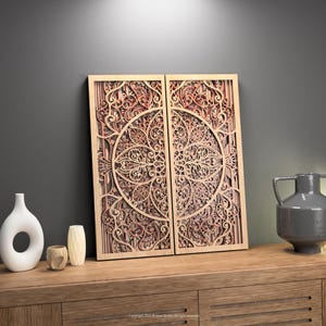Laserskuren 3D-mandala med lager | Invecklad väggkonst | Flerskiktsdesign