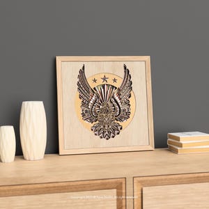 3D Eagle Wall Art SVG: Patriotic Mandala Laser Cut Design (Digital Download)