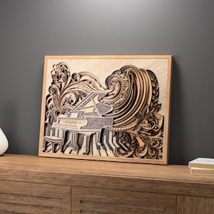 3D Piano Mandala SVG: Baroque Laser Cut Wall Art (Digital Download)