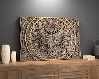 3D Layered Stag Laser Cut File: Mandala Deer Wall Art SVG (Digital Download) - Spirit of the Forest