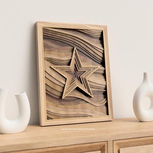 スター | 多層レーザーカット デジタル ファイル – CNC、Glowforge、レーザーカット用の 3D レイヤー スター デザイン – 即時ダウンロード可能な SVG テンプレート
