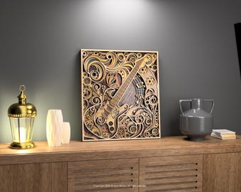 Flowing Muse – 3D Guitar Wall Art Laser Cut SVG | Musical Mandala