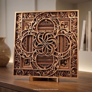 3D Intricate Mandala SVG - Geometric Wall Art | Multilayer Laser Cut File | Zentangle Mandala for Laser Cut & Layered SVG Designs