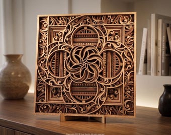 3D Intricate Mandala SVG - Geometric Wall Art | Multilayer Laser Cut File | Zentangle Mandala for Laser Cut & Layered SVG Designs