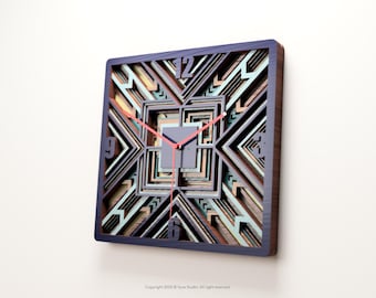 3D Geometric Wall Clock SVG | Layered Laser Cut Wall Art File – Timeless Maze