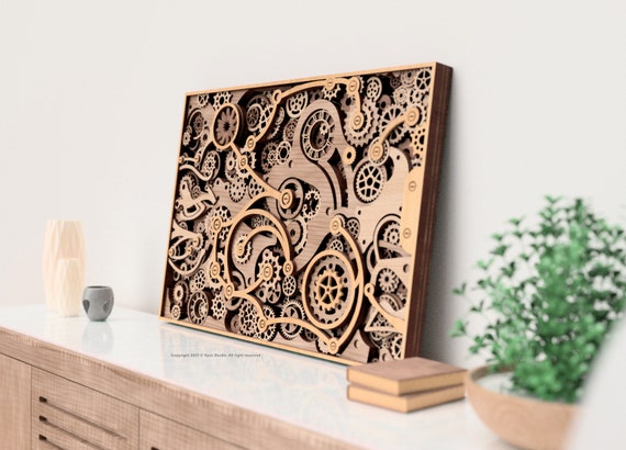 3D Multilayer Mechanical Gear Wall Art Laser Cut File | Steampunk Layered SVG
