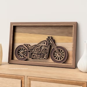 3D gelaagde Harley Davidson motorfiets lasergesneden bestand | Meerlaagse muurkunst in svg-, ai-, dxf- en pdf-indelingen