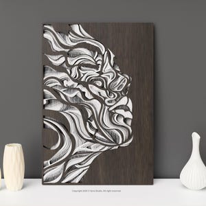 Ascension | Fichier multicouche découpé au laser, art du visage en couches 3D, décoration murale abstraite, art maison bohème, Glowforge & fichier numérique CNC