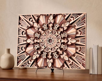 3D Multi-Layered Floral Mandala Wall Art | Heart of Harmony Laser Cut File