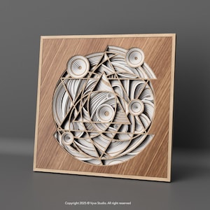 3D-Schichtung Geometrische Mandala-Wandkunst - Abstrakte Laserschnitt SVG | Moderne Boho Wohn Dekor | Multilayer SVG-Datei für CNC & Laserschneiden