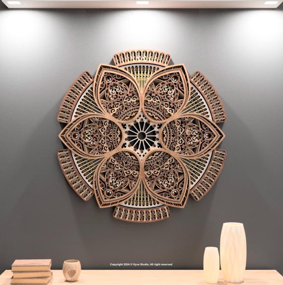 Celestial Bloom Digital Laser Cut File, Multilayer Mandala Vector Digital File, Instant Downloadable File